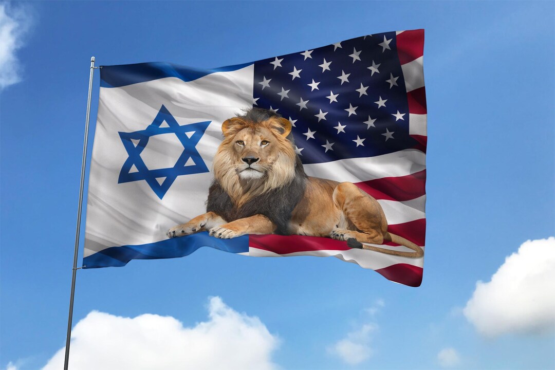 Israeli American Friendship Flag Is Flattering In The Wind. Hybrid Flag As A Symbol Of Union Between Israel And Usa 2xa9cw5