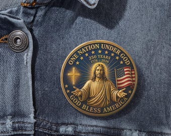 One Nation Under God Metal Pin, Patriotic 4th of July USA Lapel Pin, Christian America Badge UOYG02