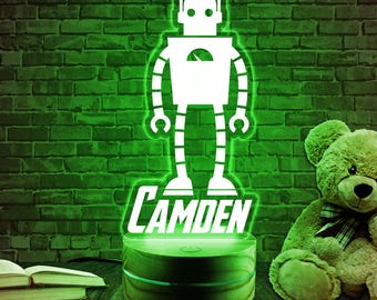 Robot, Night Light, Personalized Night Lights Kids, Night Lights, Bedroom Night Lights, Kids Bedroom Decor, Night Lights for Boys K-26122249