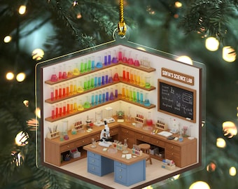 Personalized Science 2D Flat Ornament/Custom Dreamy Science Lab Ornament, Laboratory Ornament Gift, Science Club Gift for Scientist OHYY49