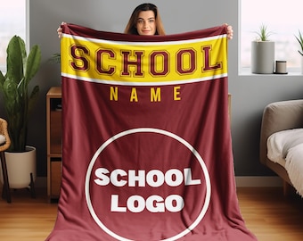 Custom College Blanket/Personalized School Blanket/Gift for Senior 2024/Dorm Blanket/High School Graduation/Custom University Blanket OGTZ10