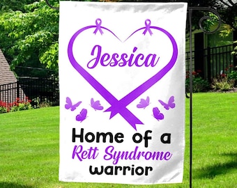 Rett Syndrome Awareness Garden Flag Welcome Sign Decorative House Banner Purple Awareness Ribbon Custom Personalized UMXW24