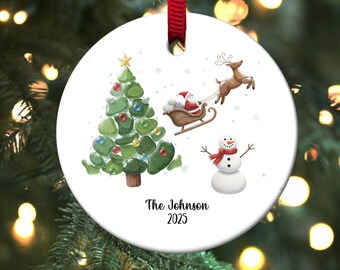 Personalized Sea Glass Family Christmas Ornament, 2025 Holiday Keepsake, Christmas Ornament Decor, Christmas Gift 2025 SL2I26-OC