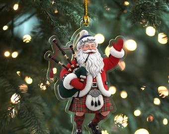 Custom Name Bagpipe Ornament, Personalized Bagpipe Ornament, Scottish Xmas Tree Hanging Decor, Christmas Ornament, Flat 2D Ornament UN5514