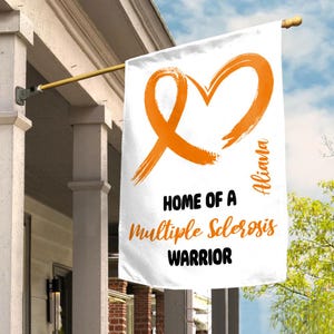 Custom Multiple Sclerosis Awareness Garden Flag, Welcome Sign, New Home, Decorative House Banner, Orange Awareness Ribbon, MS Support UMVV07