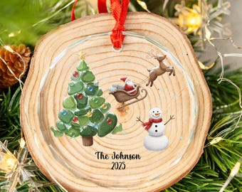 Personalized Sea Glass Family Christmas Ornament, 2025 Holiday Keepsake, Christmas Ornament Decor, Christmas Gift 2025 SL2I26-OG