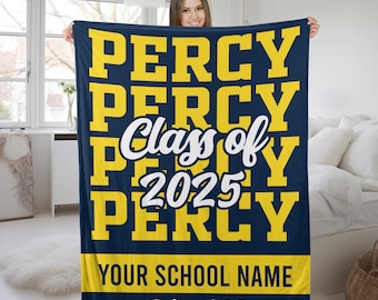Custom College Blanket/Personalized School Blanket/Gift for Senior 2024/Dorm Blanket/High School Graduation/Custom University Blanket OHSW11