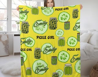 Personalized Pickle Lover Blanket, Customized Pickle Name Blanket Gift, Funny Blanket Pickles, Pickles Blanket Decor SK3502