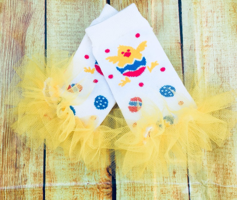 Easter egg chicks Girls Ruffle Tutu leg Warmers Perfect for babys 6M /& up approx 6 long