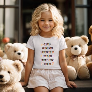 Toddler Girl Jesus Loves Me Short Sleeve Bella + Canvas Tee | Christian T Shirt