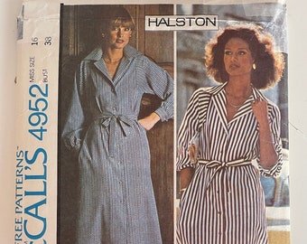 McCalls 4952 American Designer HALSTON Out of Print Pattern Size 16 Bust 38