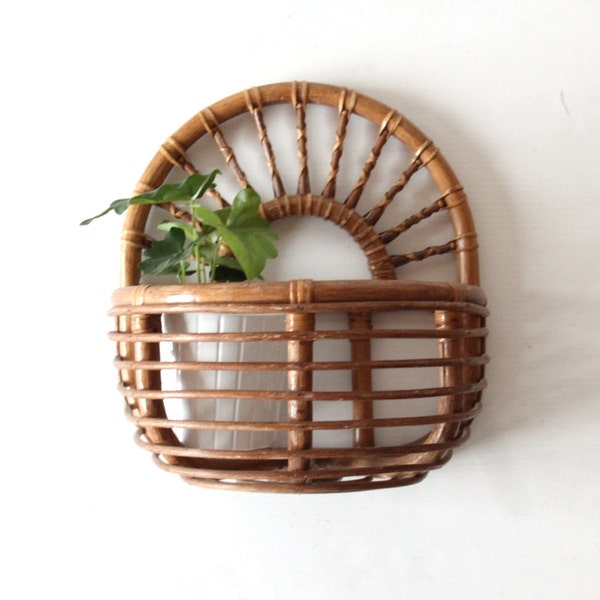 Green Wall.  Rattan Wall Planter Holder