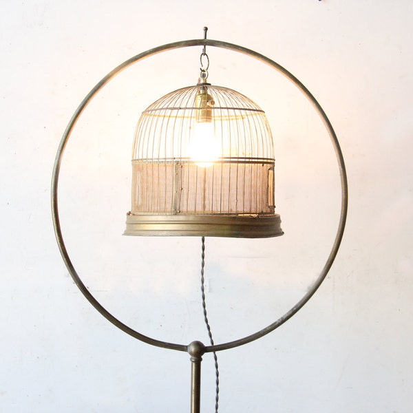 r e s e r v e d Brass Hendryx Floor Lamp Bird Cage & Stand