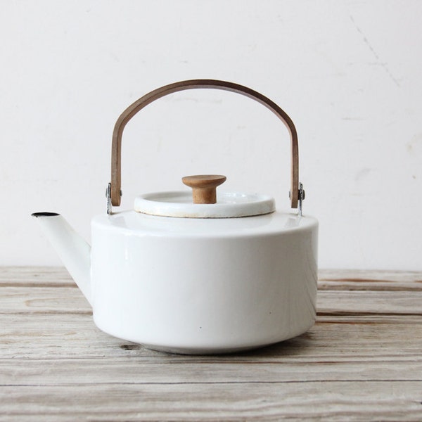 White Copco Enamel Tea Kettle
