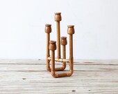 Unique Wood & Copper Jointed Candelabra