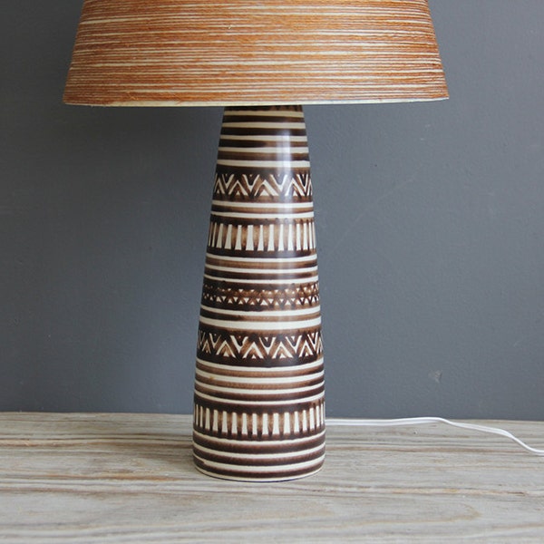 Geometric Painted Lotte Table Lamp Signed by Lisa