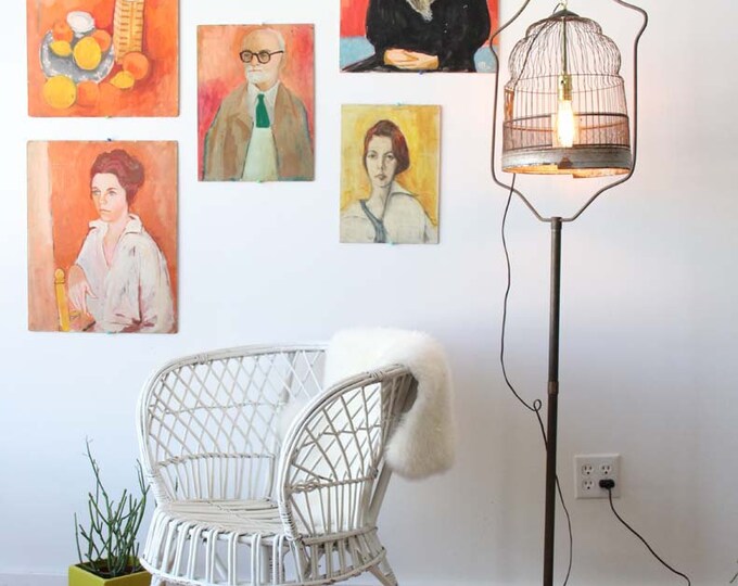 Antique Hendryx Bird Cage Standing Lamp Etsy