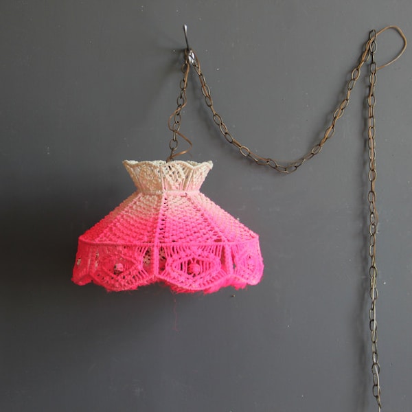 Neon Pink Ombre Hanging Macrame Swag Pendant