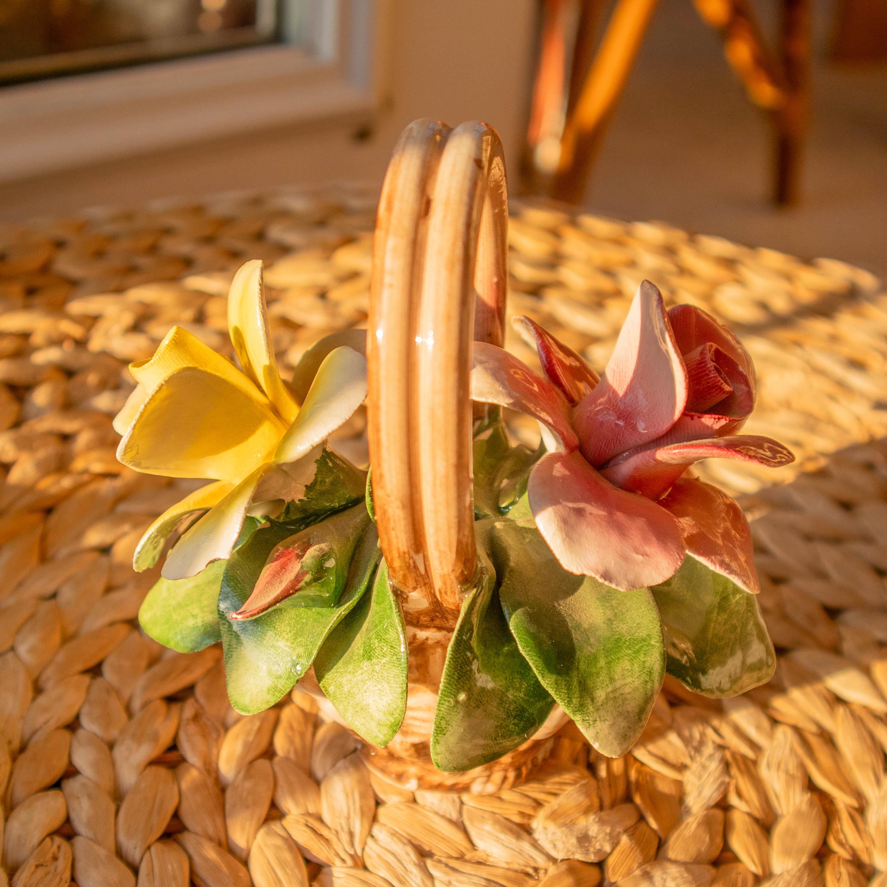 Capodimonte 花かご 置物 Capodimonte Flowers Basket - Etsy