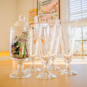 Vintage 1960s Princess House Crystal Glass Set + Candy Jar (Set Of 5)