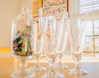 Juego de cristalería Princess House vintage de los años 60 + tarro de bombones (juego de 5) RTRO RJCTS