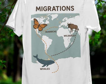 Migrations Graphic Tee: Unisex Cotton Shirt for Nature Lovers