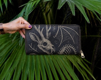 Gothic Skeleton Zipper Wallet: PU Leather Spooky Accessories
