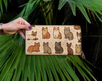 Portafoglio con cerniera a forma di gatto / Regalo per amanti dei gatti, Portafoglio per animali domestici, Portafoglio anime, Accessori kawaii, Borsa a tema gatto