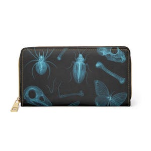 Gothic X-Ray Zipper Wallet - Unique Gift for Spooky Vibes, Halloween Accessory, Perfect for Collectors, Alternative Fashion