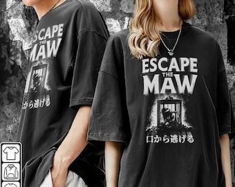 Escape The Maw Dark Horror Japanese Shirt, Creepy Monster Graphic Tee, Disturbing Gothic Anime Shirt, Yami Horrorcore Shirt, Gift for Gamers
