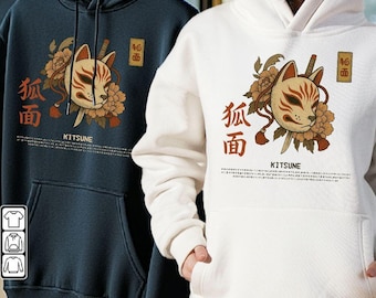 Kitsune Fox Face Yokai Ukiyo-E Japanese Shirt, Japanese Spirit Animal Tee, Nine Tails Fox Shirt, Ukiyo-e Style, Anime Fox Gift, Japan Art