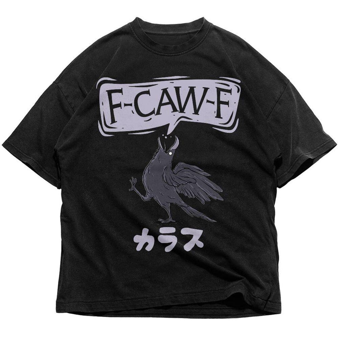F-CAW-F Black Bird Shirt, Japanese Crow Funny Retro Unisex Tee, Tokyo ...