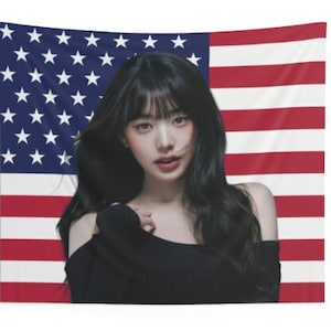 IVE Wonyoung American Flag Tapestry, Kpop Flag, Dive Kpop Fan Wonyoung Merch Kpop Merch Room decor Kpop Fan Kpop Wall Decor Gift for Dive