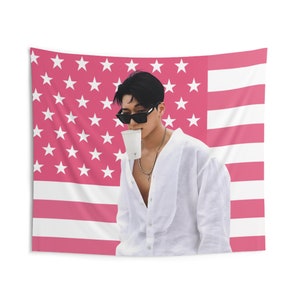 Ateez San Flag Tapestry Banner American Flag Pink Kpop Flag Ateez Kpop Flag San Kpop Flag Atiny Kpop Fan Gift Idea For Atiny Ateez merch