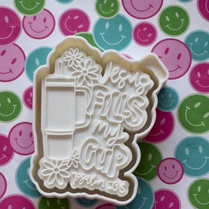 Jesus Fills My Cup Freshie Silicone Mold & 3D Printed Mold Housing Option- Freshie Mold, Silicone Molds, Molds for Freshies, Aroma Bead Mold