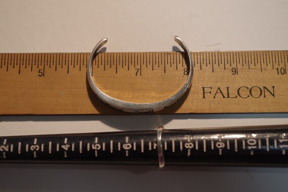 Fossilized Native Inlay Bracelet _ signed "dp" an… - image 5