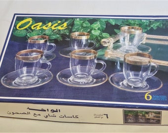 Oasis Arabic Teacup and Saucer Set _ Perfect and Never Used