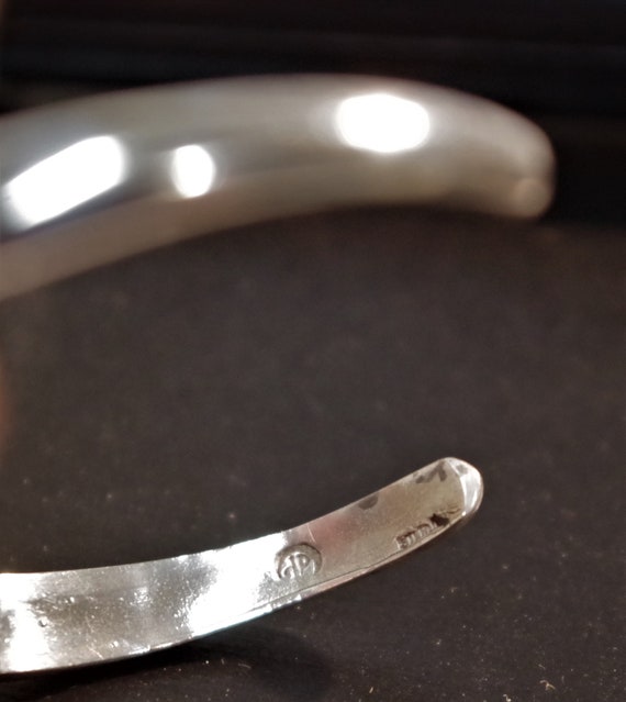 Fossilized Native Inlay Bracelet _ signed "dp" an… - image 3