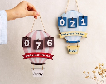 Personalized Books Read Tracker - Books Read This Year Counter, Birthday Gift for Kids, Book Lovers Gift, Kids Room Decor, Bookshelf Decor