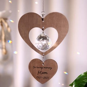 Atrapasueños de cristal personalizado: regalo conmemorativo de condolencias, atrapasol con forma de corazón con forma de rompecabezas, regalo por la pérdida de una madre, aborto espontáneo o pérdida de una mascota.