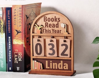 Books Read This Year Counter - Custom Books Read Tracker, Bookish Decor, Bookshelf Decor, Book Ends, Gift for Readers, Book Lovers Gift