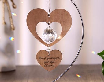 Personalized Crystal Suncatcher - Sympathy Memorial Gift, Memorial Puzzle Heart Suncatcher, Loss of Mother, Miscarriage Gift, Loss of Pet
