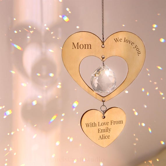 Kristall-Sonnenfänger Als Geschenk Für Tochter - Lasergraviert Mit Liebesbotschaft Von Mama
