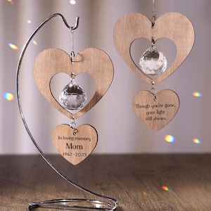 Atrapasol conmemorativo personalizado: atrapasol de cristal, regalo de condolencia, atrapasol con forma de corazón, regalo por la pérdida de una madre, pérdida de una mascota, regalo por un aborto espontáneo