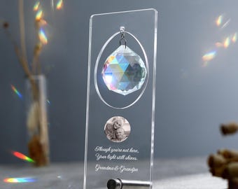 Custom Crystal Suncatcher - Memorial Gift With Photo, Rainbow Maker Crystal, Pet Memorial Suncatcher, Loss of Mother, Loss of Father