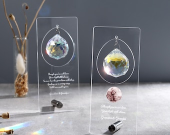 Personalized Crystal Suncatcher - Sympathy Memorial Gift, Rainbow Maker Crystal, Pet Memorial Suncatcher, Loss of Mother, Loss of Father