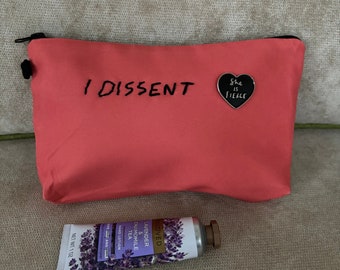 Feminist make up bag, cosmetic bag funny, I Dissent make up bag, nostalgic bag, adult makeup bag, waterproof bag, Ruth Bader Ginsburg