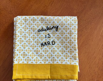 Kitchen Towels with funny sayings, hand embroidery, tea towel, gift for her, gifts for holidays