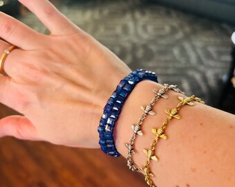 Cuff beaded bracelet, stretch bracelet, Custom colors available bracelet, stretch bead bracelet, fashion gifts, handmade beaded cuff
