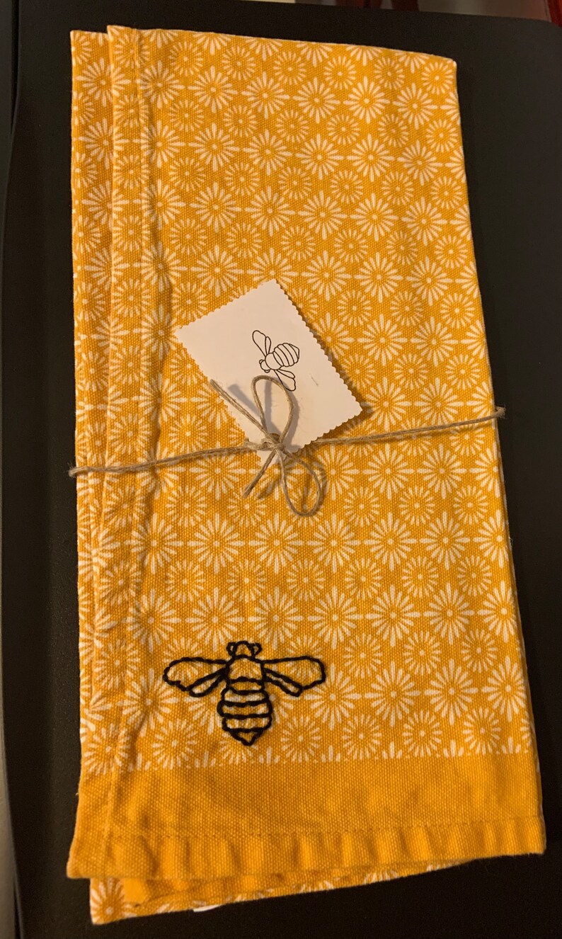 Bee Floral Kitchen Towel, Bee Dish Towel, Decor Kitchen Towel, Bee Tea ...